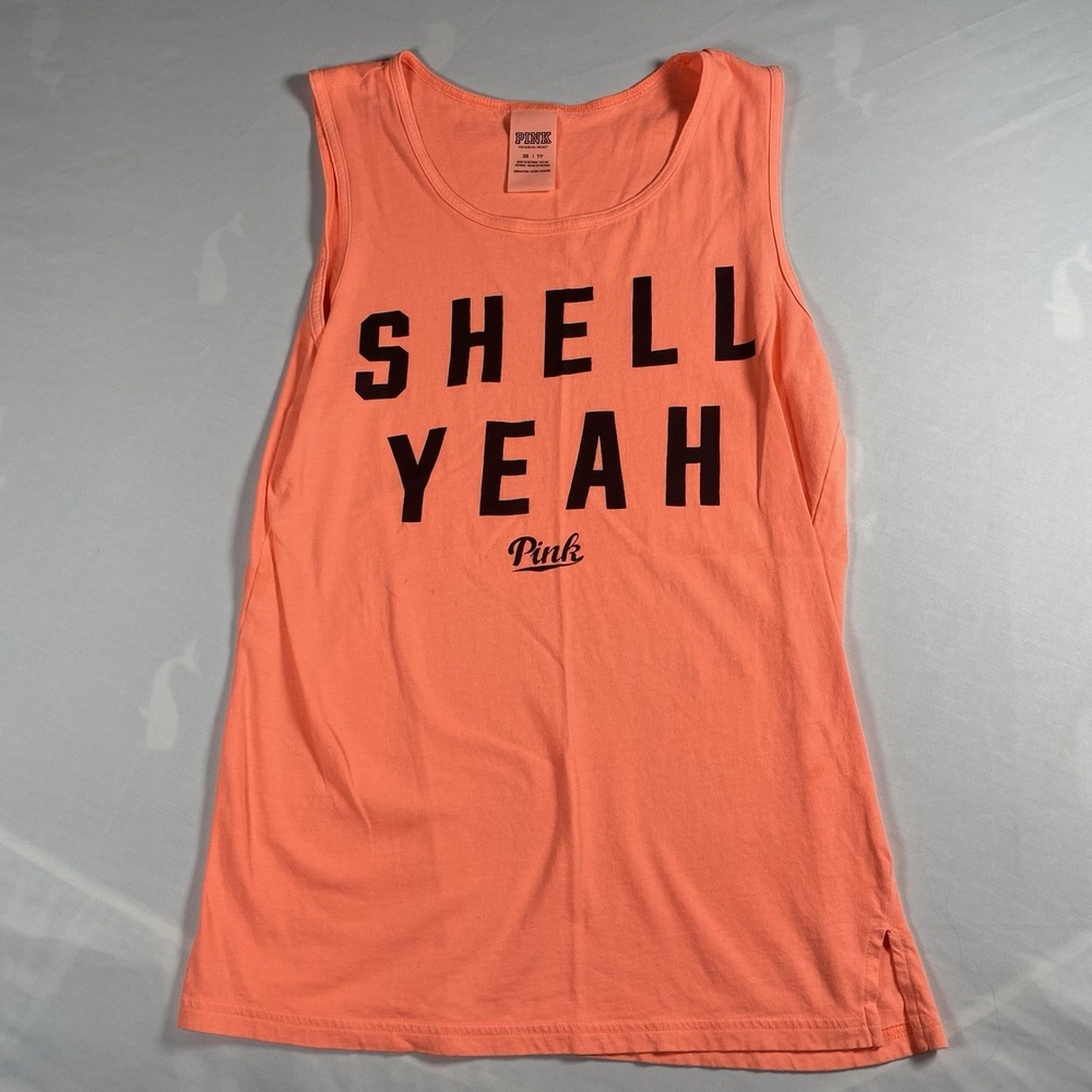 VICTORIA'S SECRET PINK SHELL YEAH GRAPHIC TANK TOP SIZE XSMALL